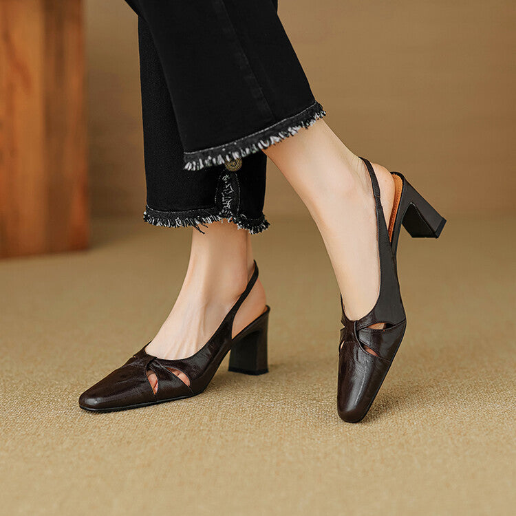 Anna-Berg | Genuine Leather Slingback Heels