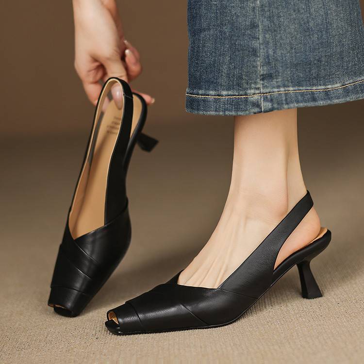Anna-Berg | Genuine Leather Slingback Heels