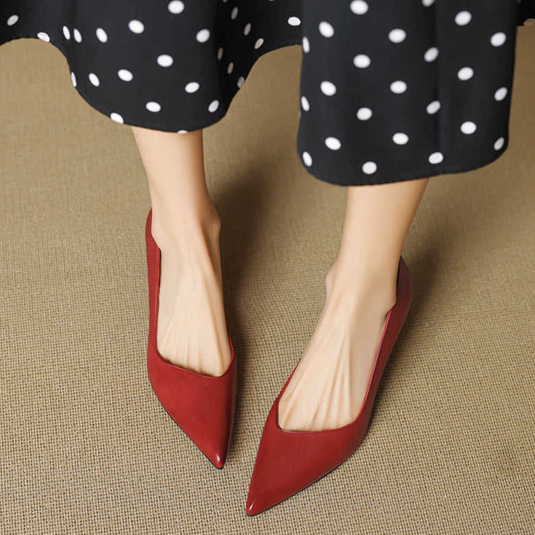 Anna-Berg | Black Pointed Toe Leather Heels
