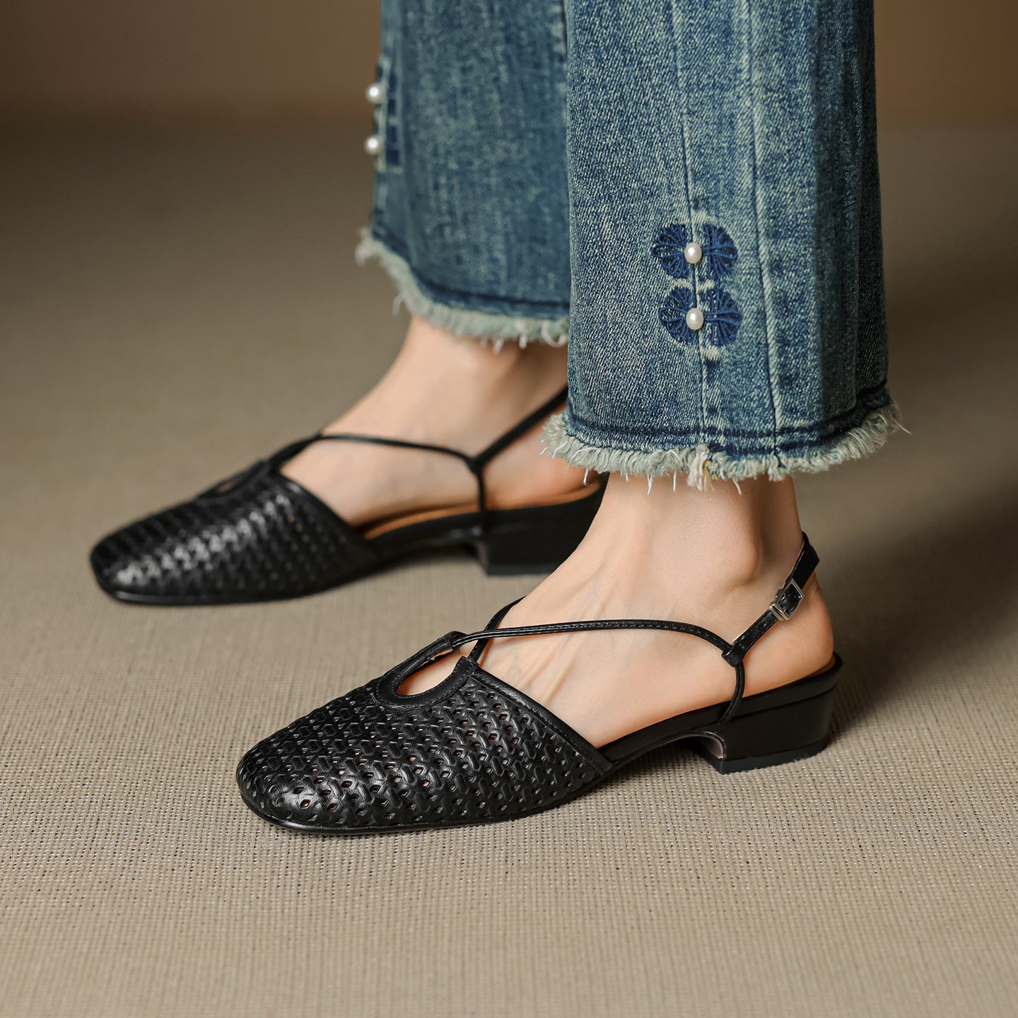 Anna-Berg | Genuine Leather Slingback Heels