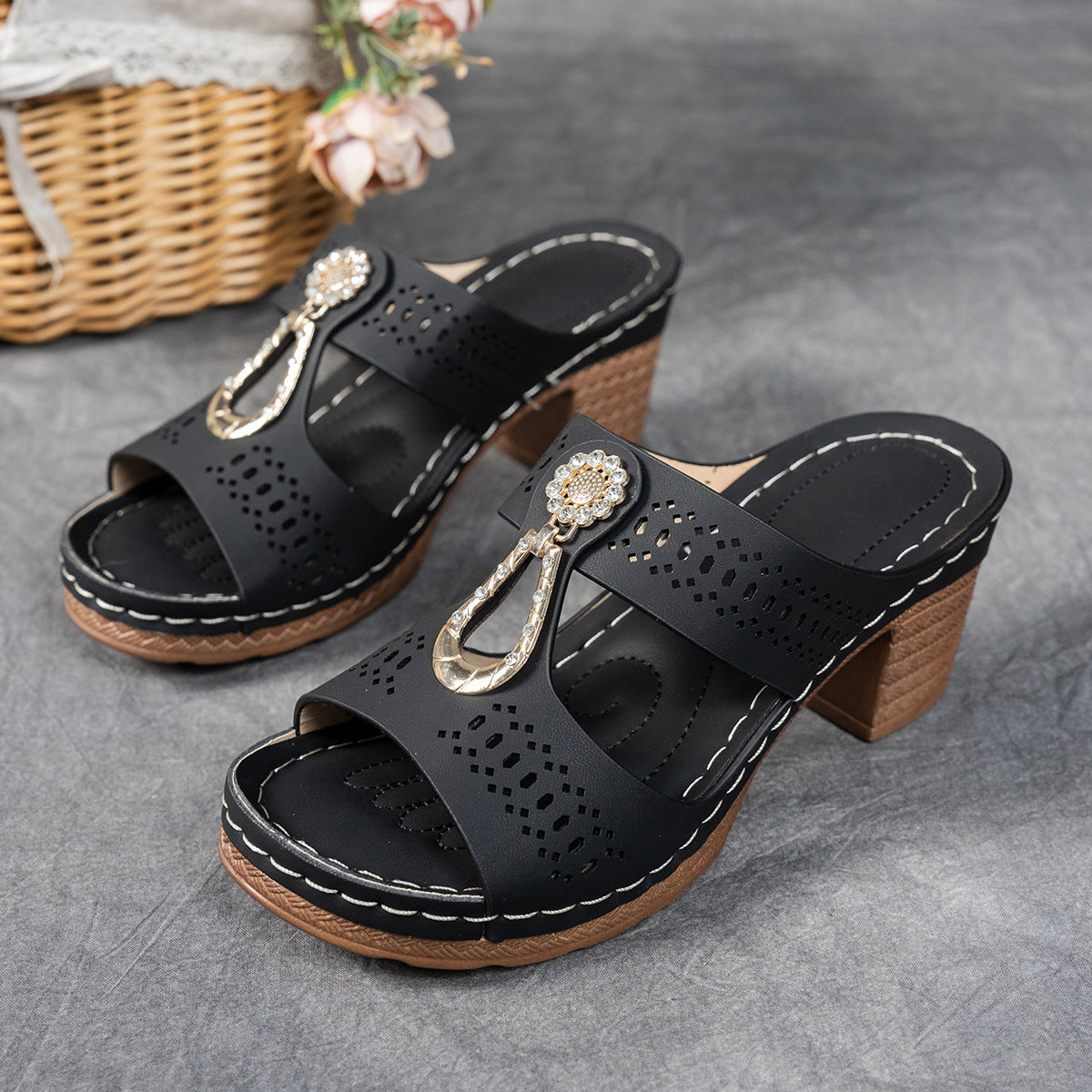 Anna-Berg | Timeless Orthopedic Rhinestone Flat Sandals
