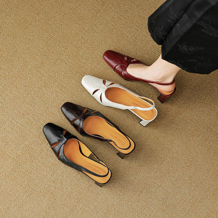Anna-Berg | Genuine Leather Slingback Heels