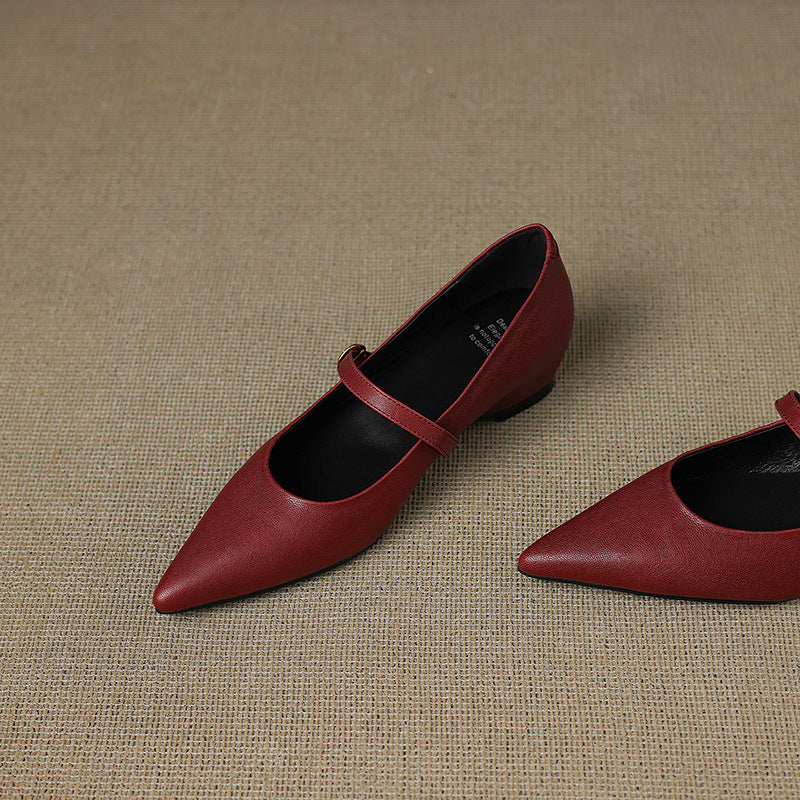 Anna-Berg | Black Pointed Toe Leather Heels