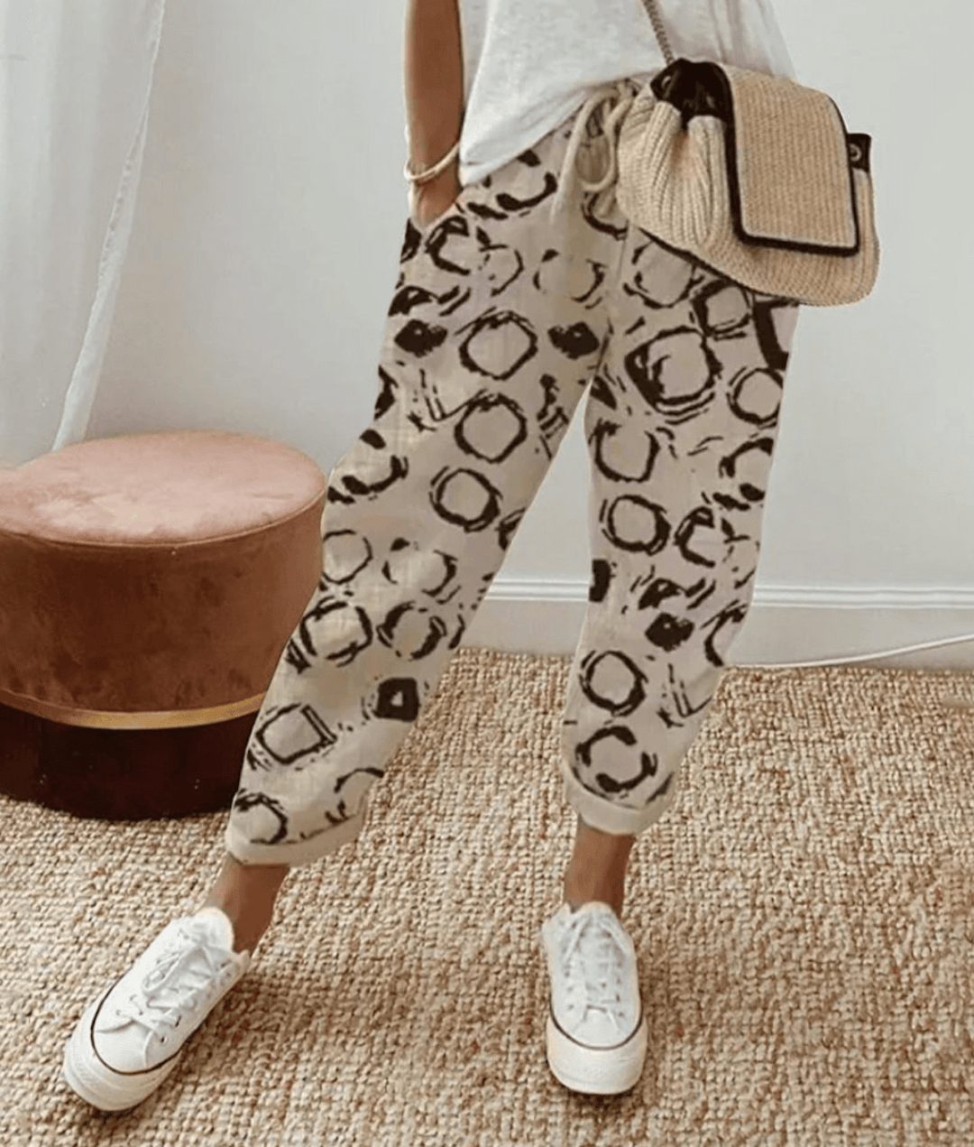 Anna-Berg | Sophisticated Flattering Fit & Comfort Waistband Trouser With Print