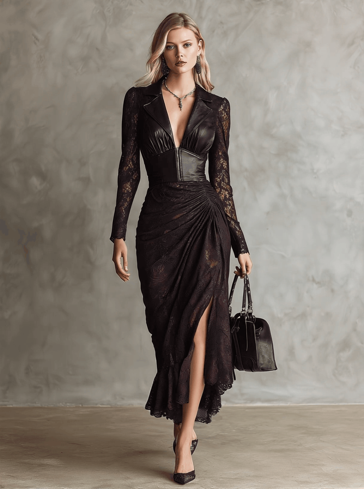 Anna-Berg | Red Faux Leather Evening Dress