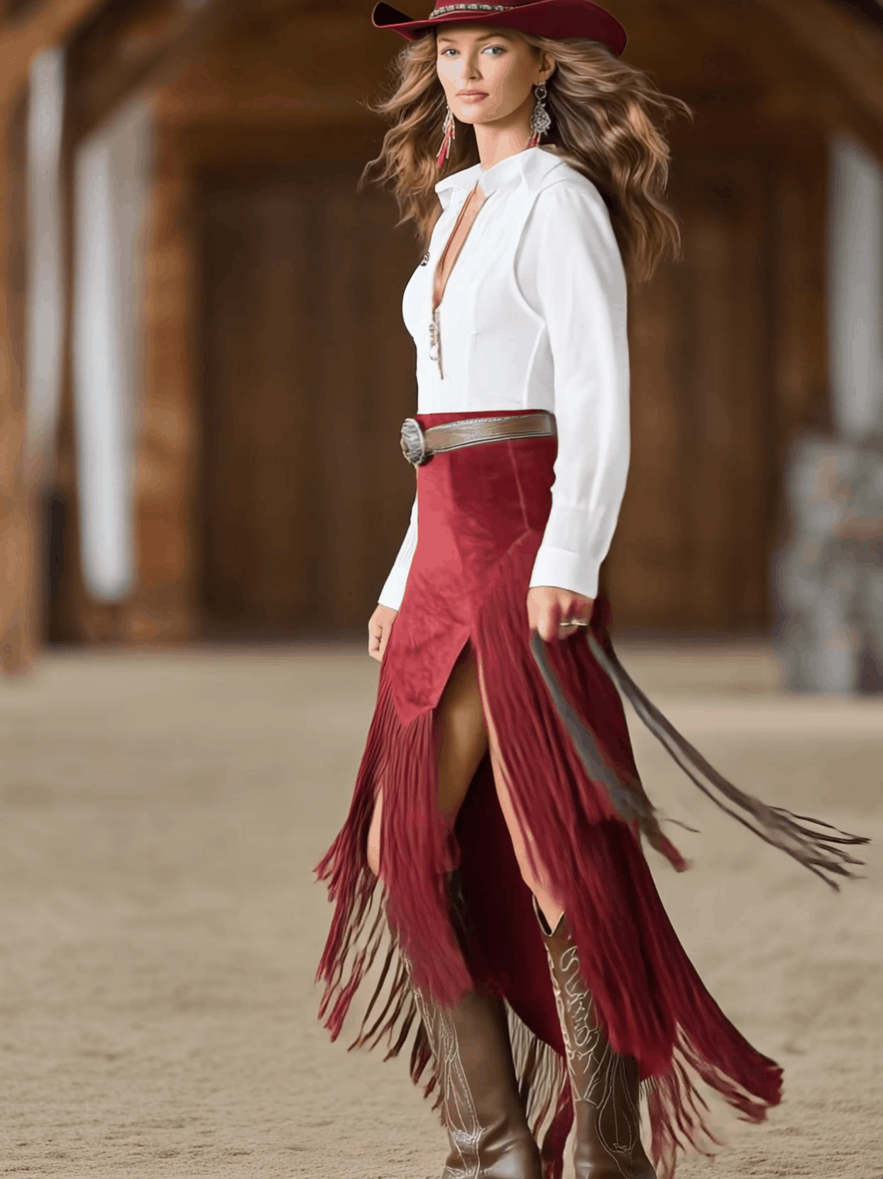 Anna-Berg | Red Faux Suede Slit Casual Dress