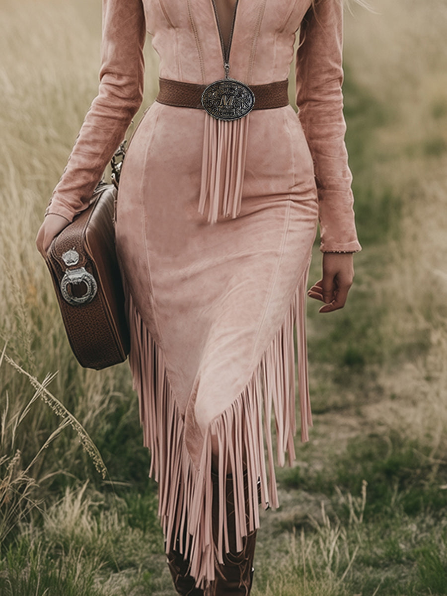 Anna-Berg | Pink Tassel Casual Dress