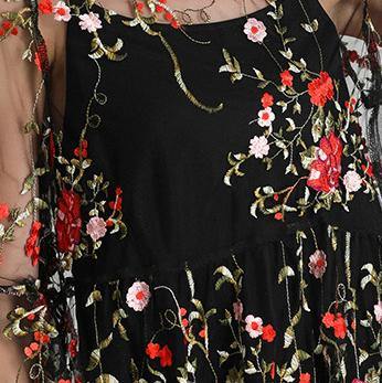 Anna-Berg | Plus Size Black Embroidery Lace Dress