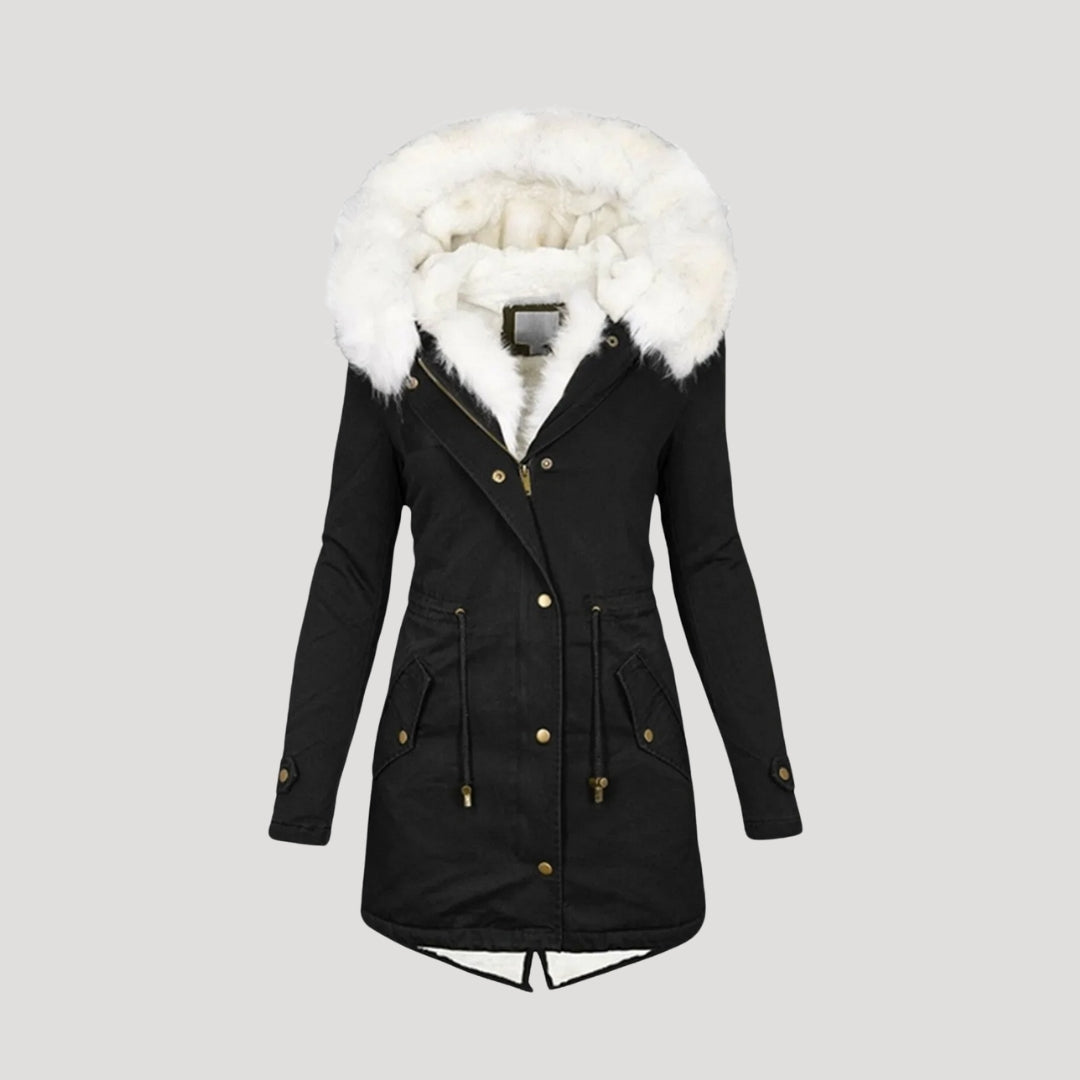 Anna-Berg | Winter Parka - Faux Fur Hood, Belted Design