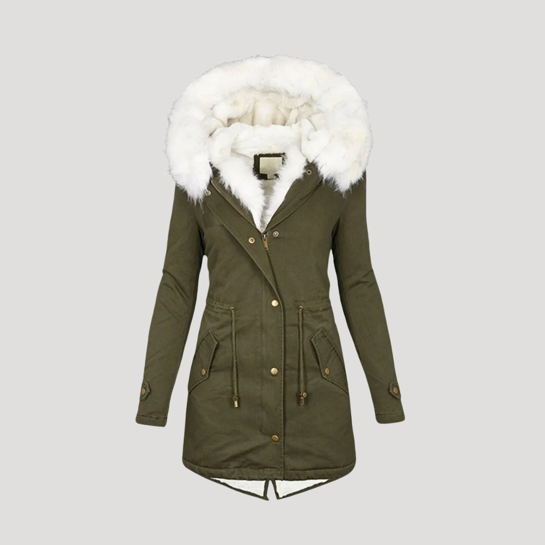 Anna-Berg | Winter Parka - Faux Fur Hood, Belted Design
