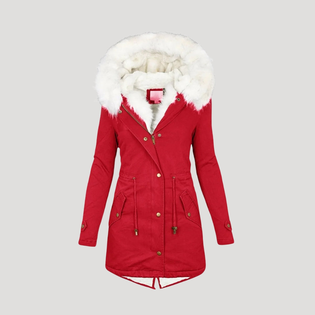 Anna-Berg | Winter Parka - Faux Fur Hood, Belted Design