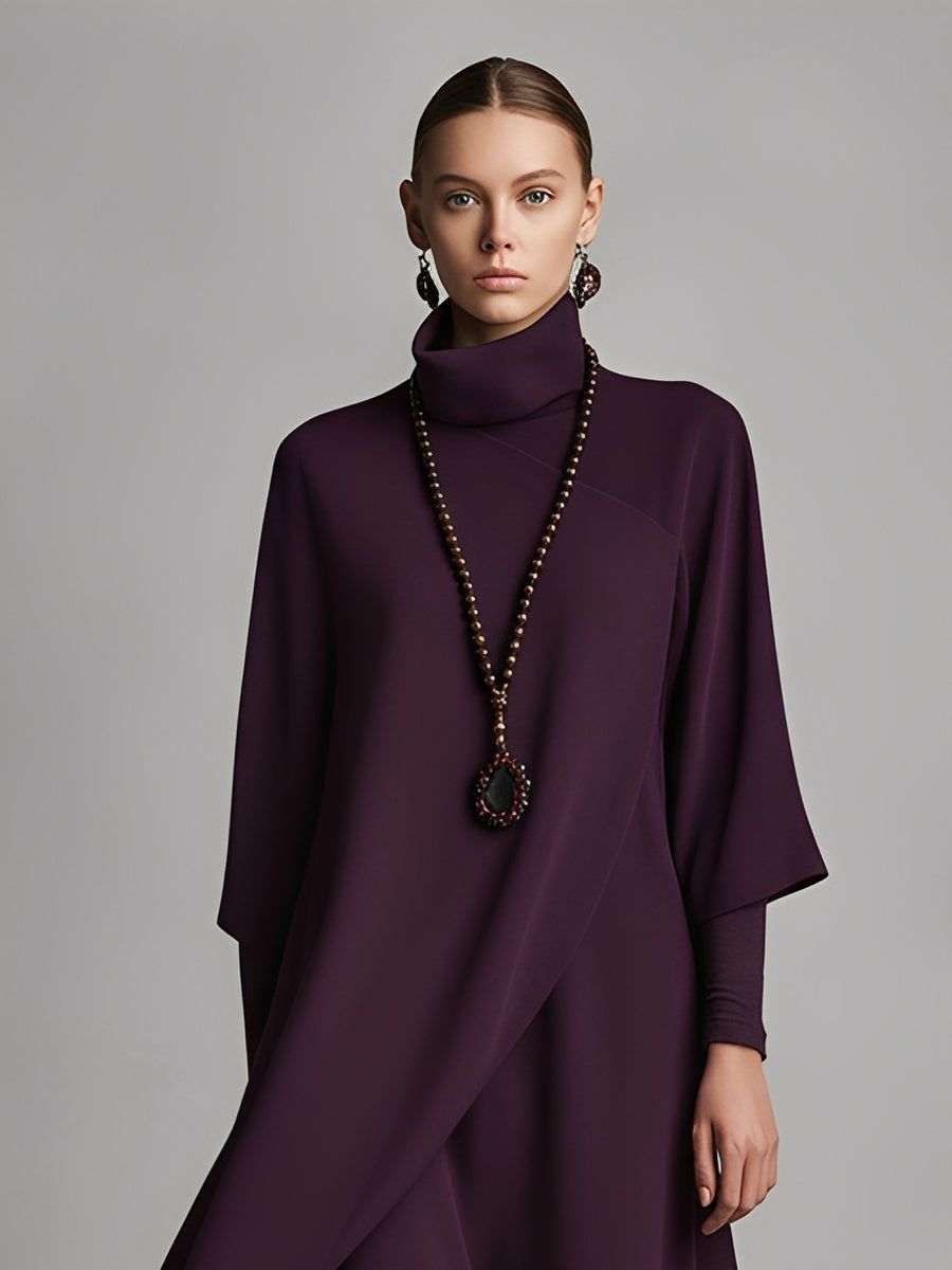 Anna-Berg | Red Cotton Turtleneck Evening Dress