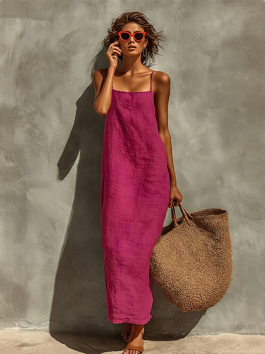Anna-Berg | Red Linen Casual Dress