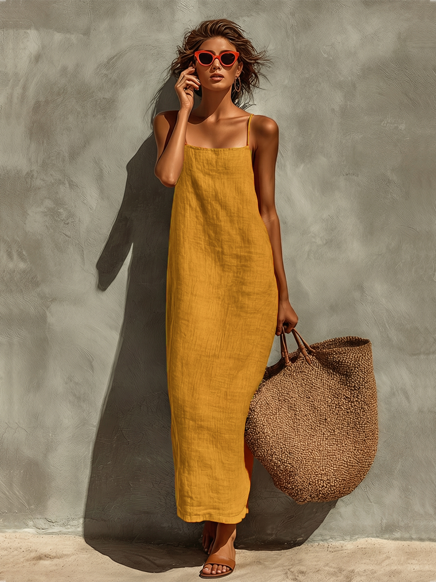 Anna-Berg | Red Linen Casual Dress