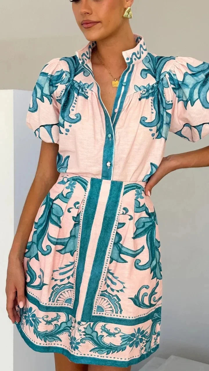 Anna-Berg | Floral Two-Piece Linen Dress
