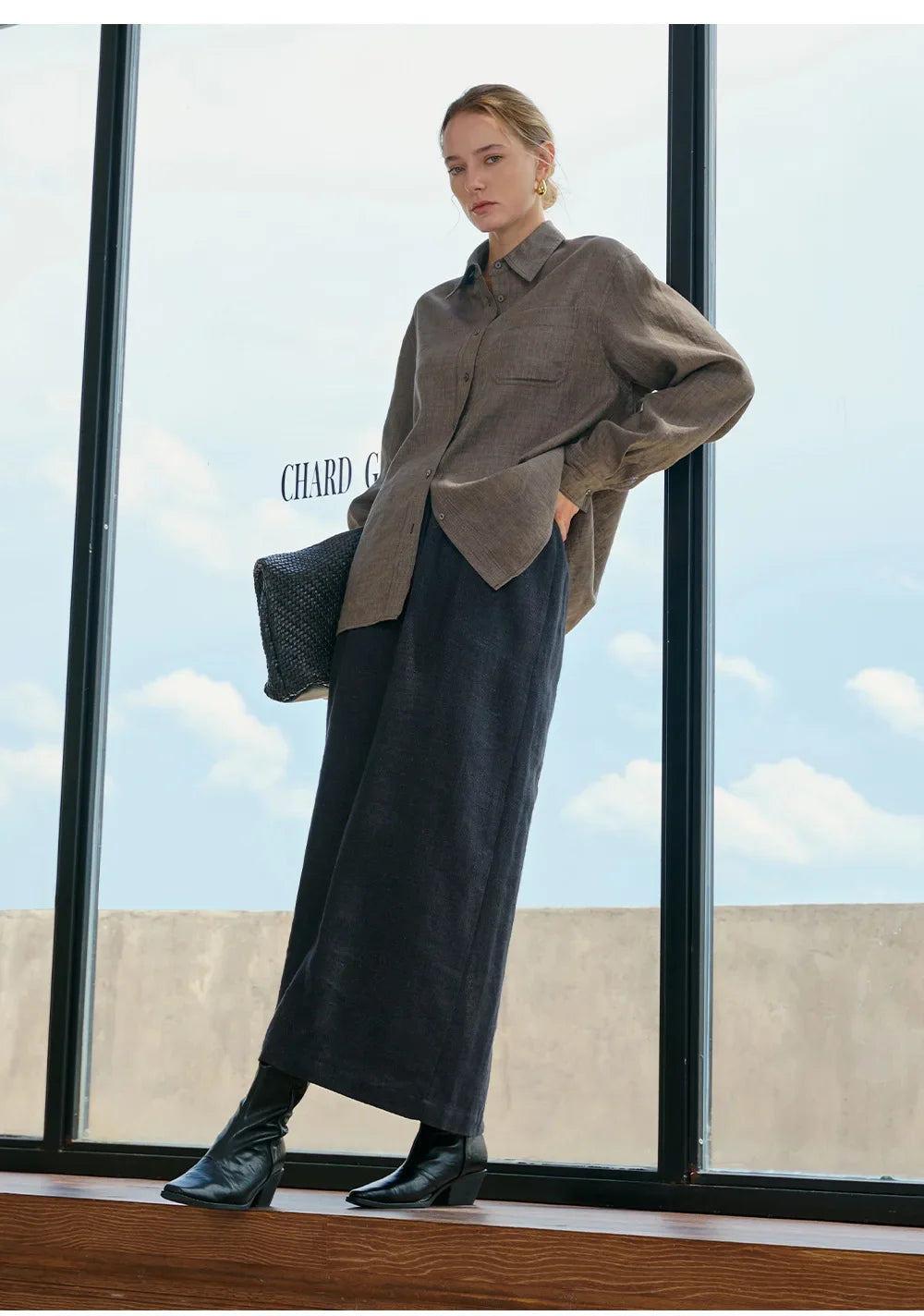 Anna-Berg | Beige Relaxed Fit Linen Shirt
