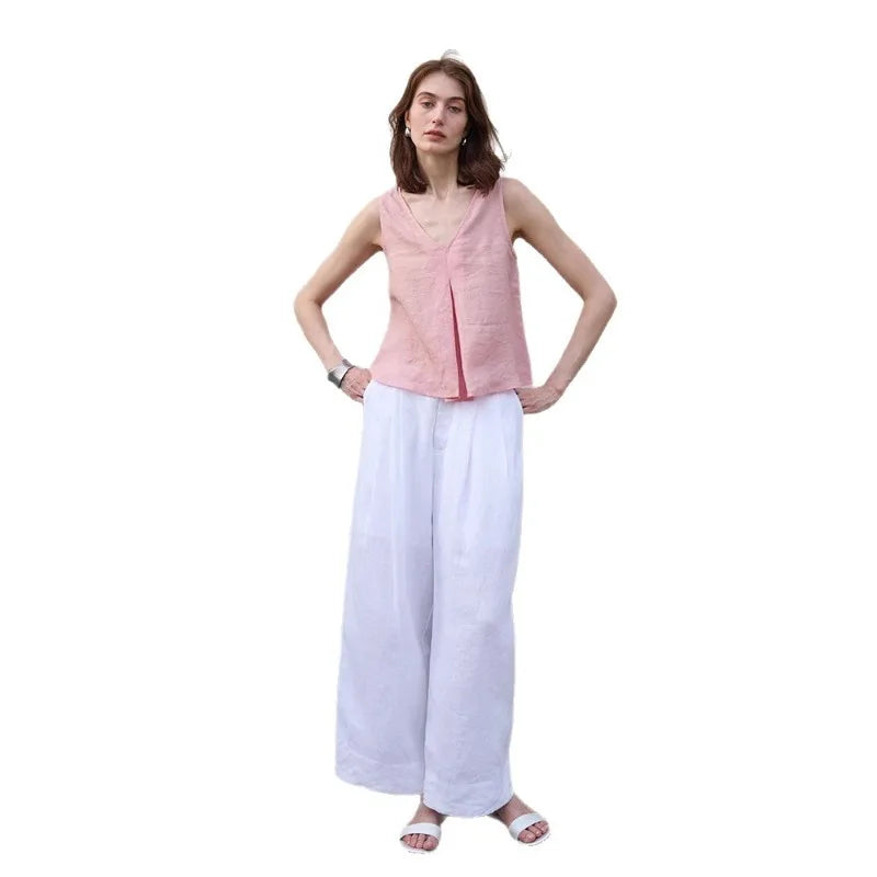 Anna-Berg | Light Blue Reversible Chambray Linen Vest