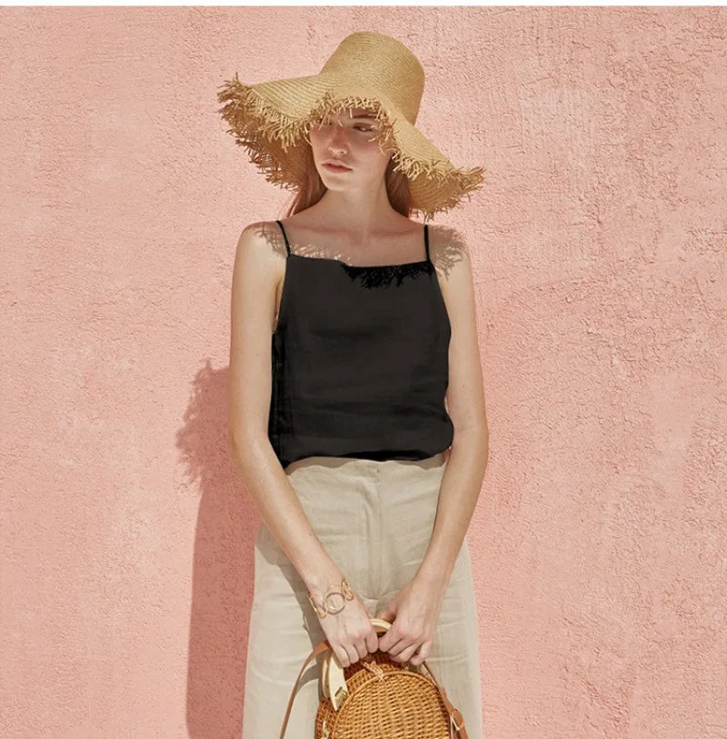Anna-Berg | Satin-Strap Linen Cami
