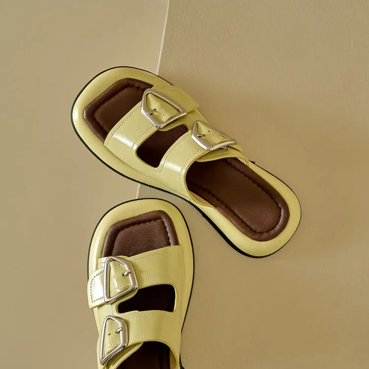 Anna-Berg | Twin-Buckle Slide Sandals