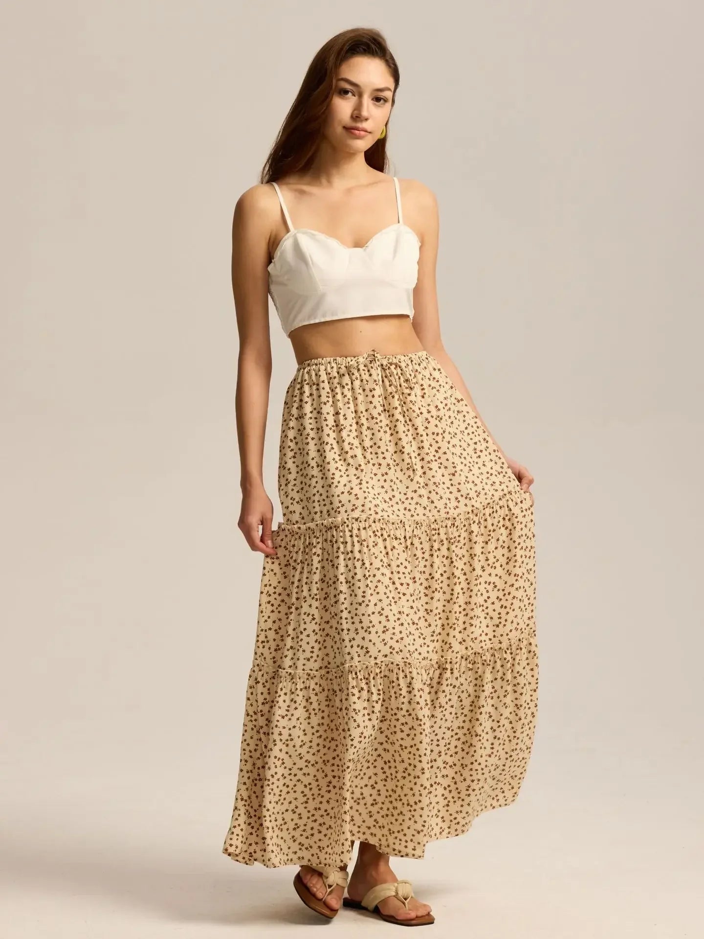 Anna-Berg | Sage Tiered Cotton Maxi Skirt