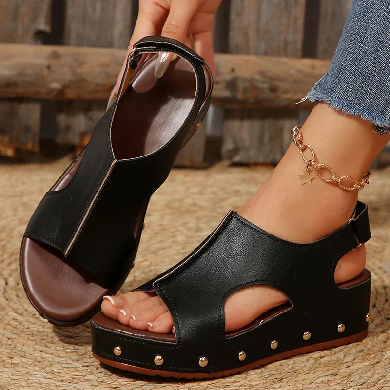 Anna-Berg | Luxe Platform Cushioned Sandals with Graceful Drape