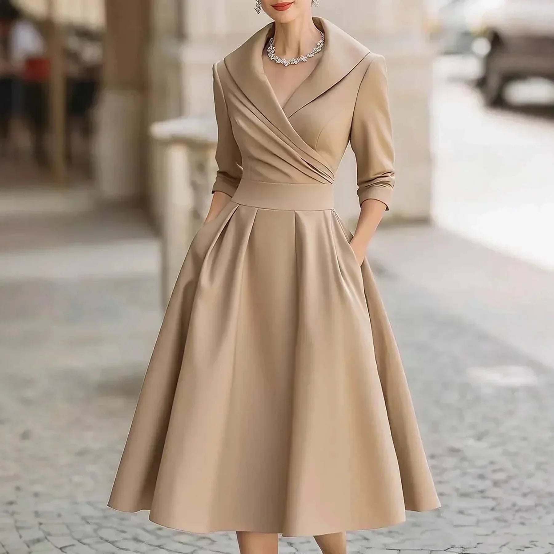 Anna-Berg | Flowing Midi Flared With Wrap Neckline Made to Turn Heads
