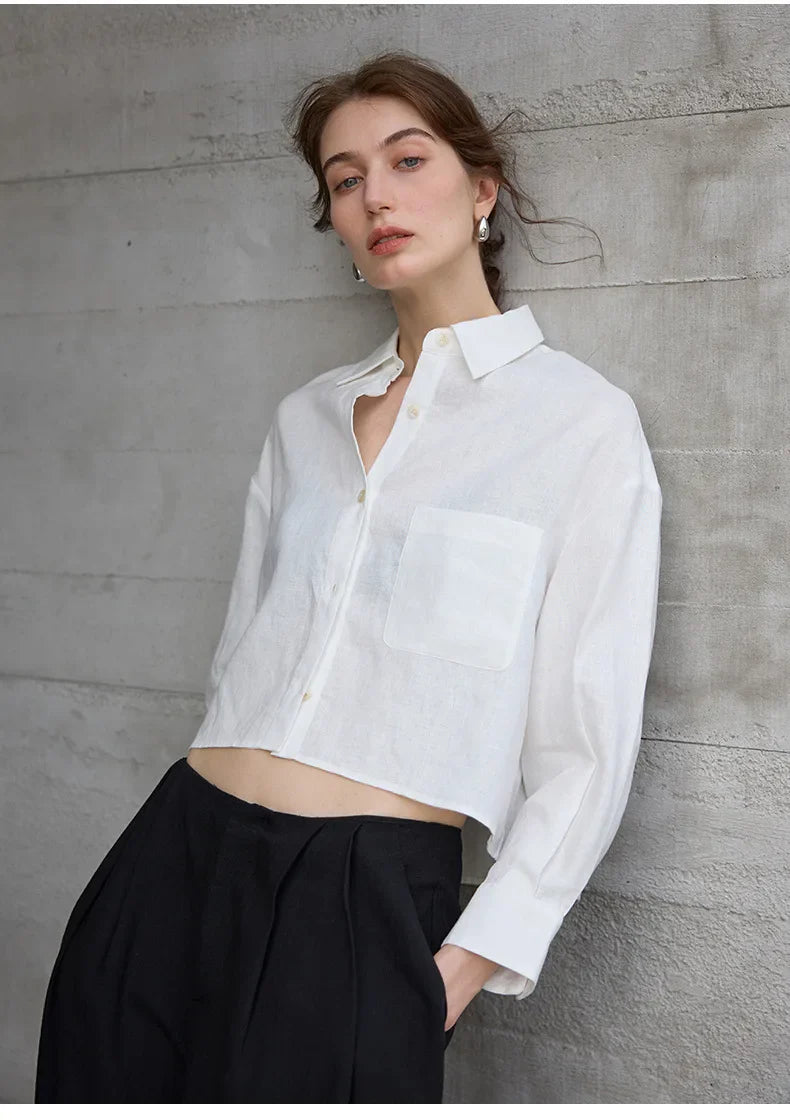 Anna-Berg | Cropped Long-Sleeve Linen Shirt