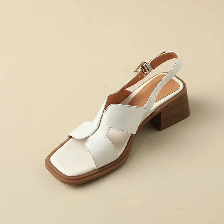 Anna-Berg | Block-Heel Ankle-Strap Leather Sandals