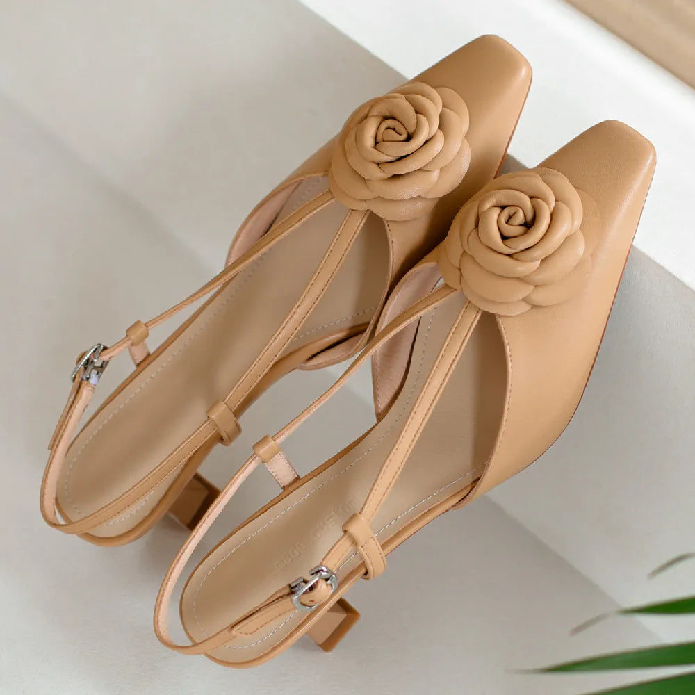 Anna-Berg | Genuine Leather Slingback Heels
