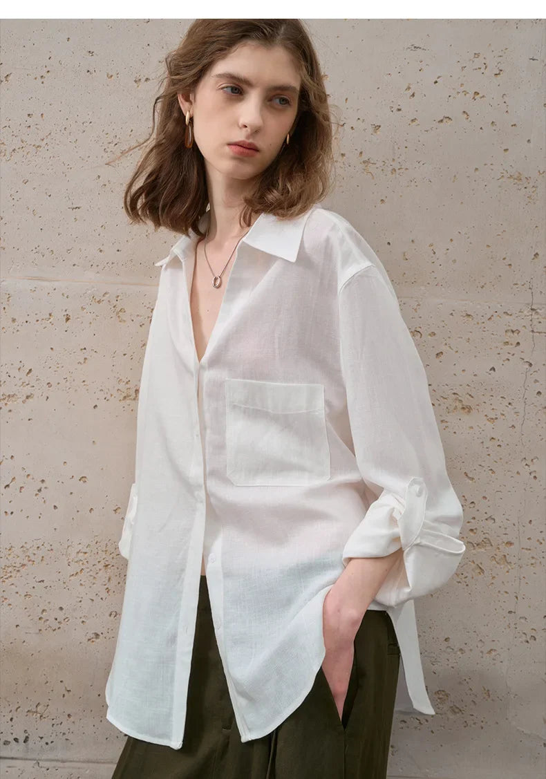 Anna-Berg | White Relaxed Fit Linen Shirt