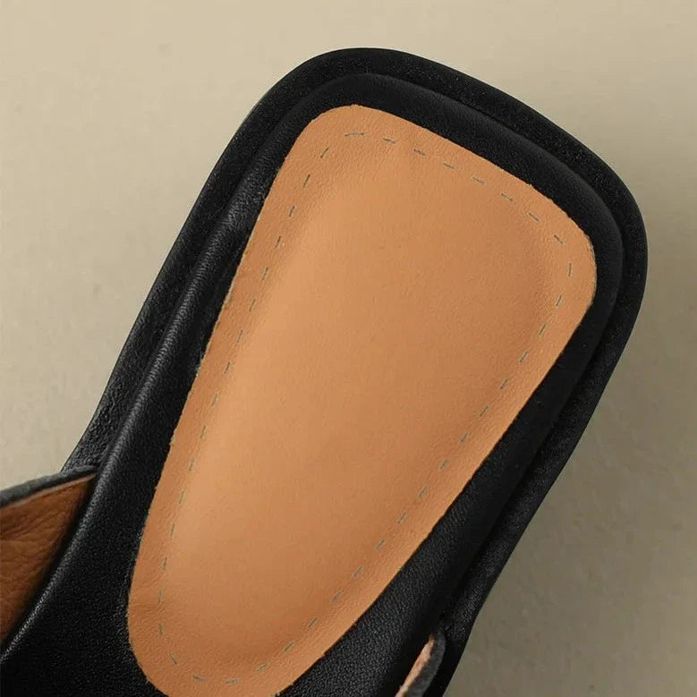 Anna-Berg | Block-Heel Ankle-Strap Leather Sandals