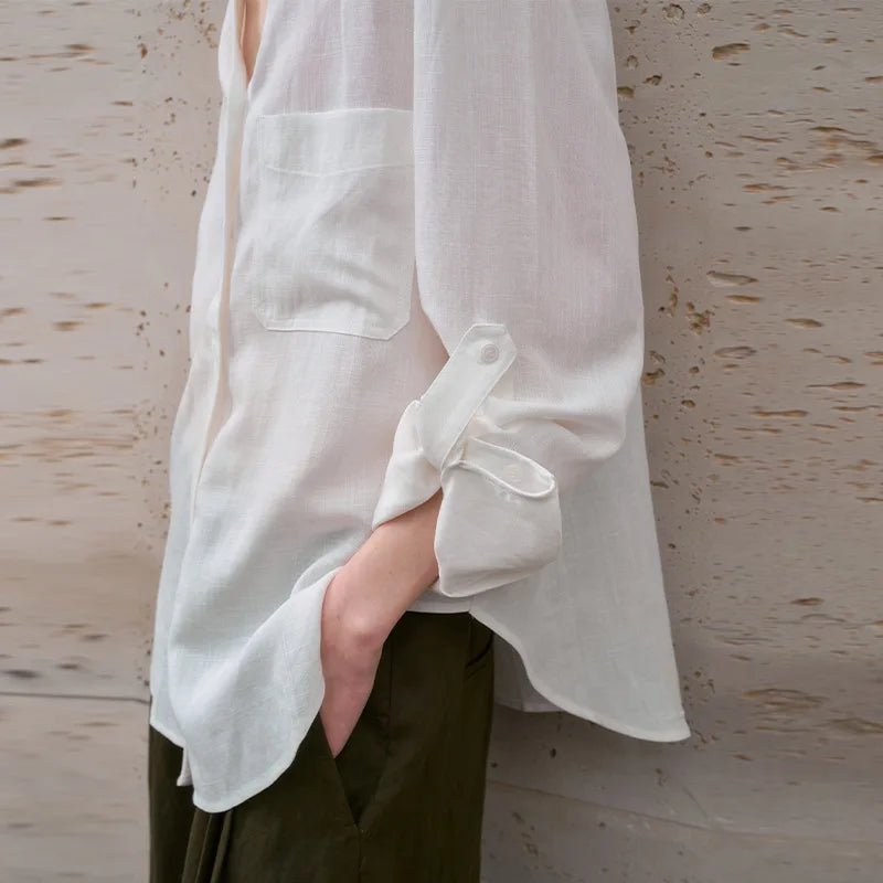 Anna-Berg | White Relaxed Fit Linen Shirt