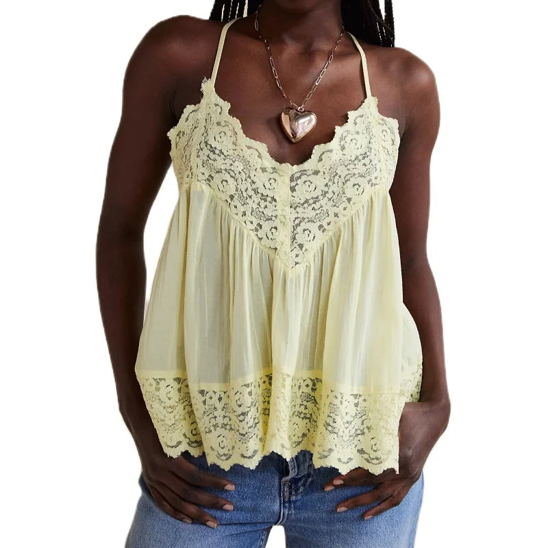 Anna-Berg | Ivory Lace-Trim Satin Cami