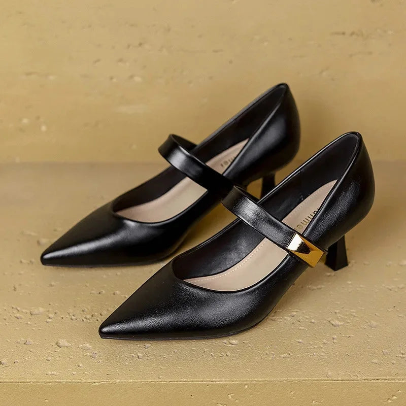 Anna-Berg | Elegant Pointed Toe Leather Heels