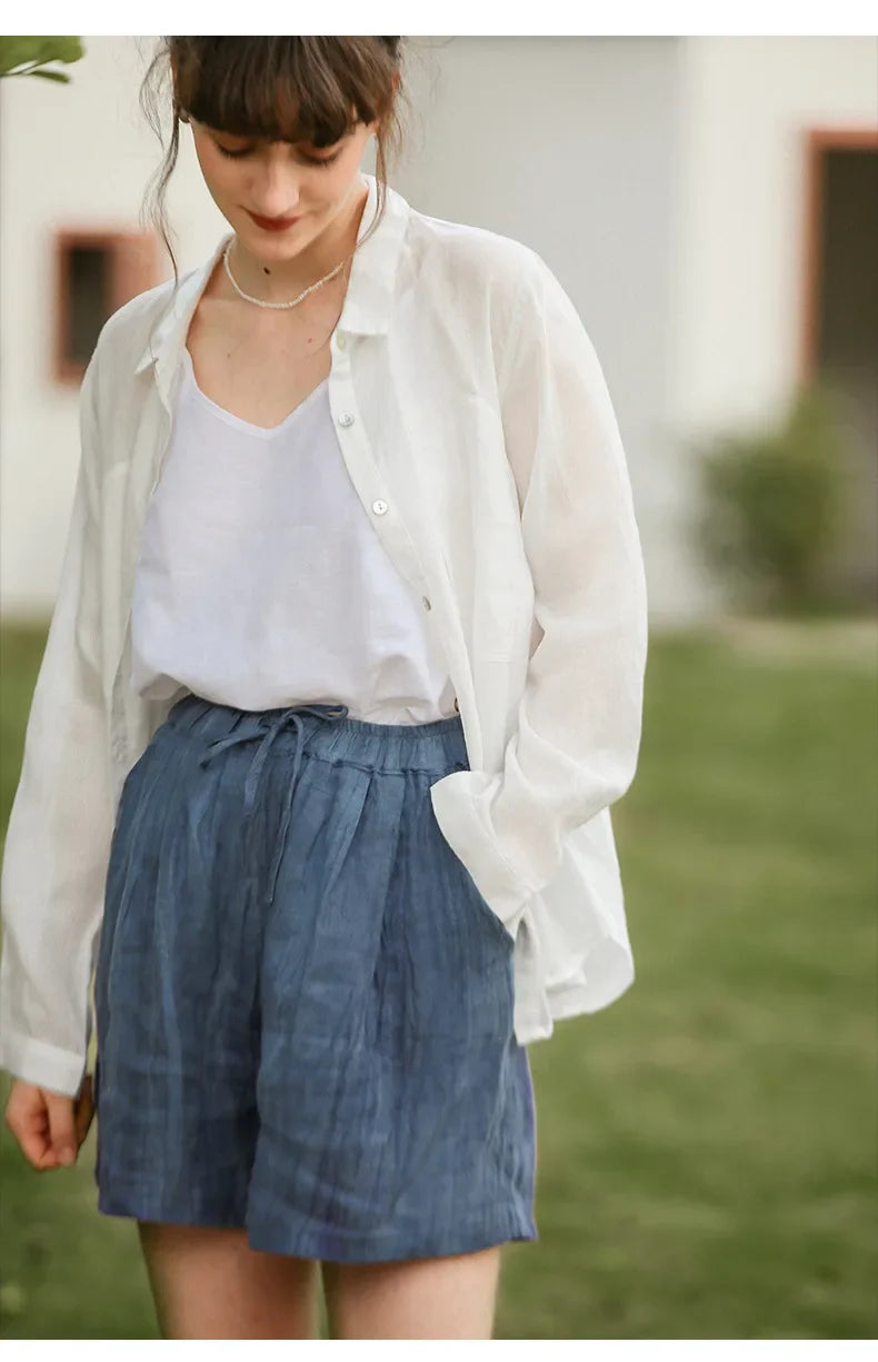 Anna-Berg | High-Waist Relaxed Fit Linen Shorts