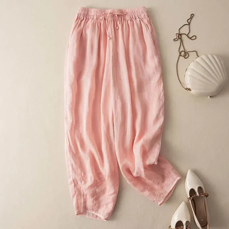 Anna-Berg | Natural High-Waist Wide-Leg Linen Pants