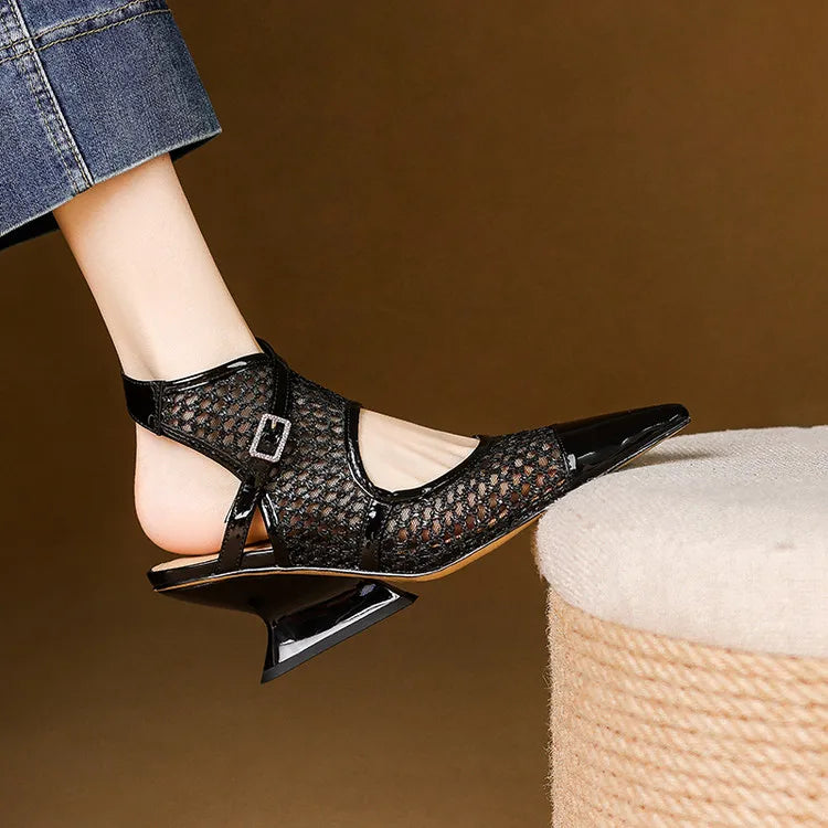 Anna-Berg | Velour Leather Slingbacks