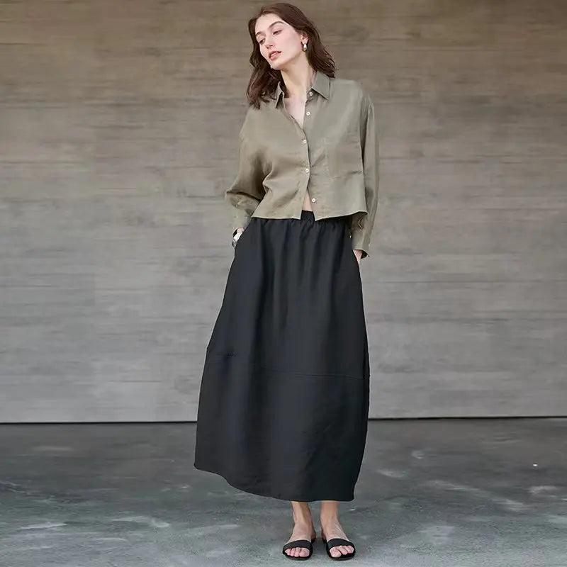 Anna-Berg | Cropped Long-Sleeve Linen Shirt
