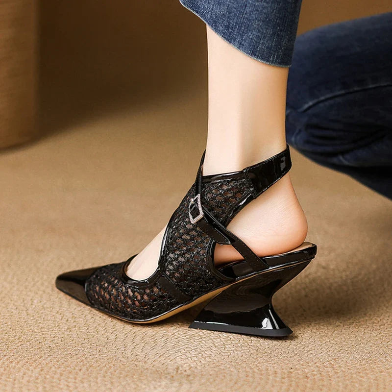 Anna-Berg | Velour Leather Slingbacks