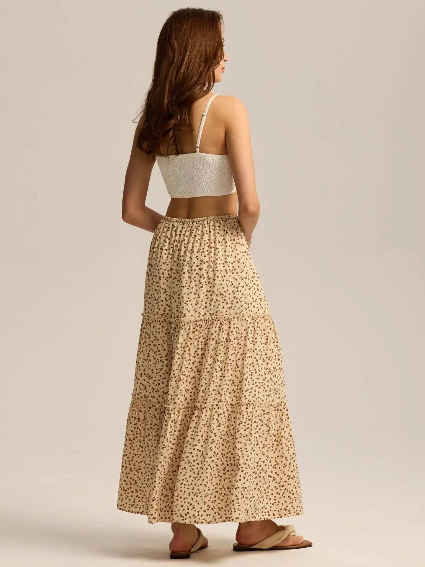 Anna-Berg | Sage Tiered Cotton Maxi Skirt