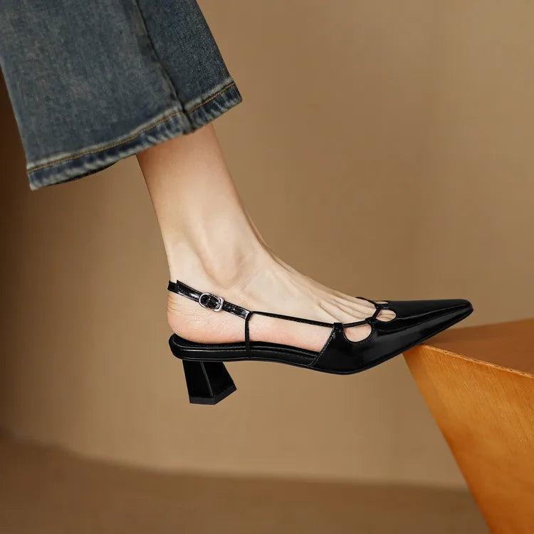 Anna-Berg | Genuine Leather Slingback Heels