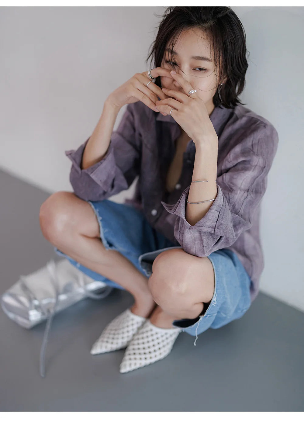 Anna-Berg | Pleated Button-Up Linen Shirt