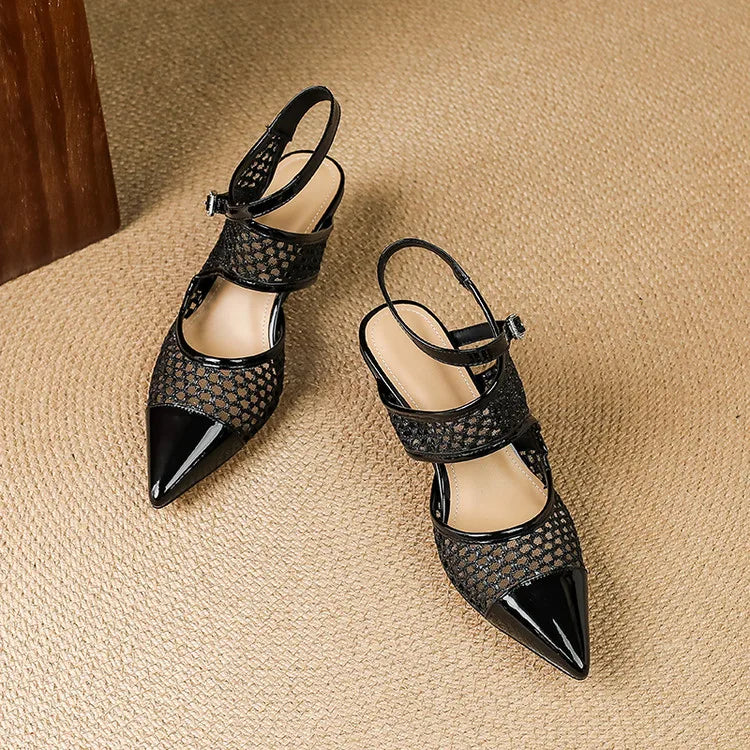 Anna-Berg | Velour Leather Slingbacks
