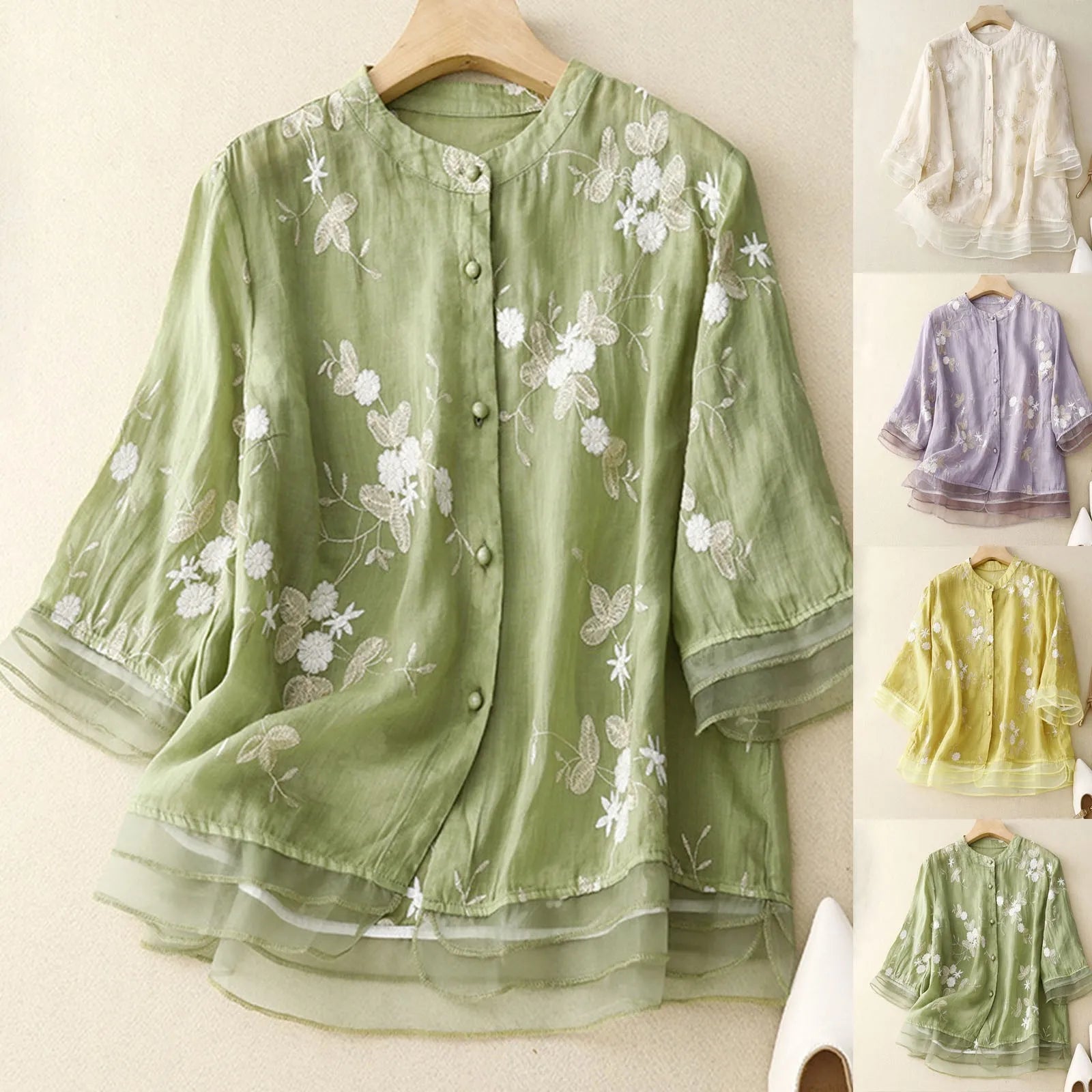 Anna-Berg | Relaxed Fit Button-Up Cotton Blouse