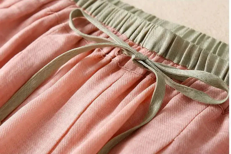Anna-Berg | Stone High-Waist Wide-Leg Linen Trousers