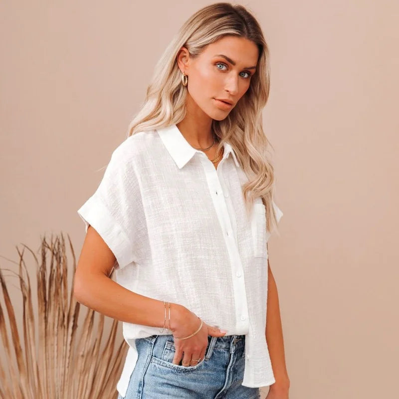 Anna-Berg | Ivory Button-Up Silk Blouse