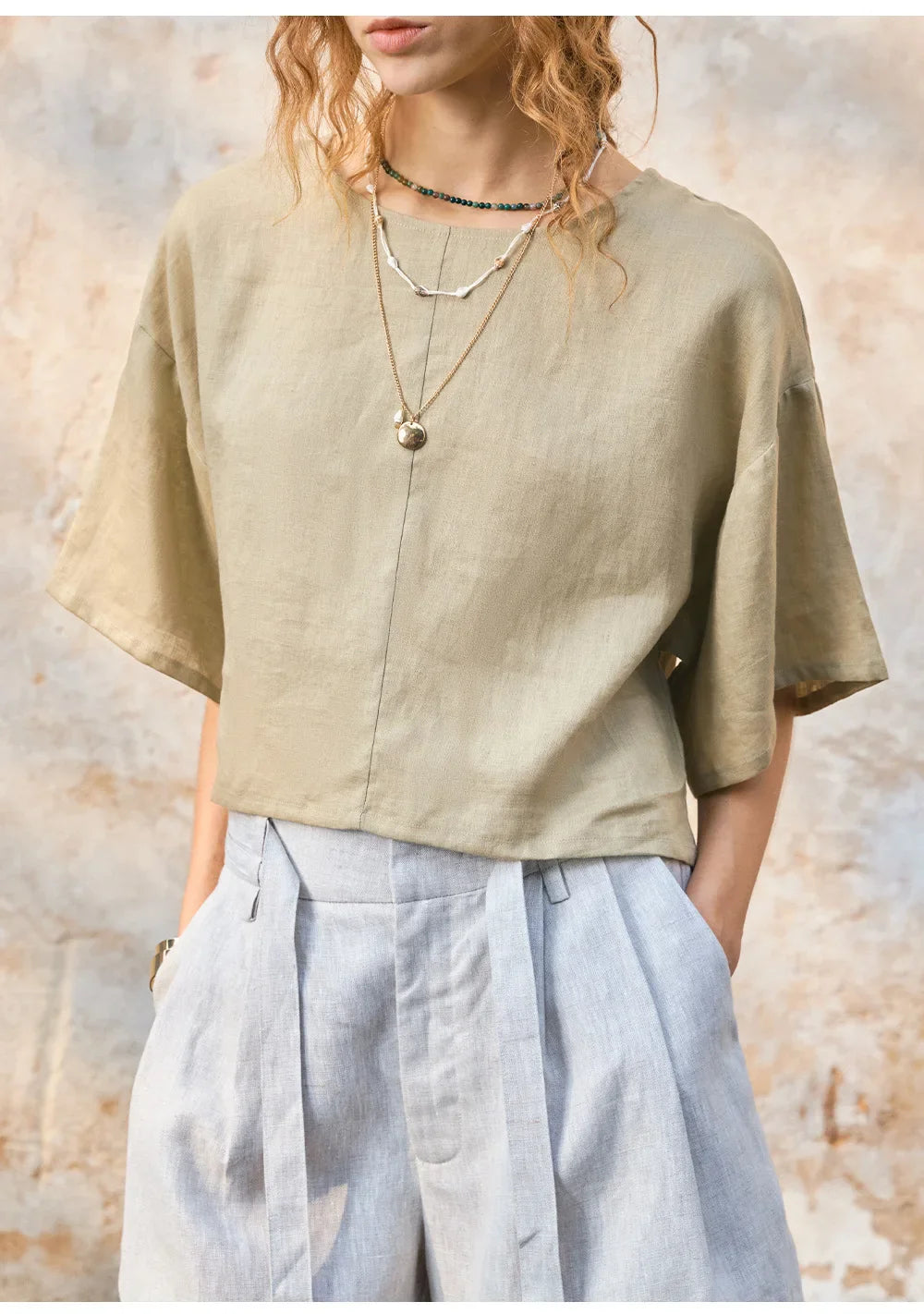 Anna-Berg | Flared-Sleeve Linen Pullover