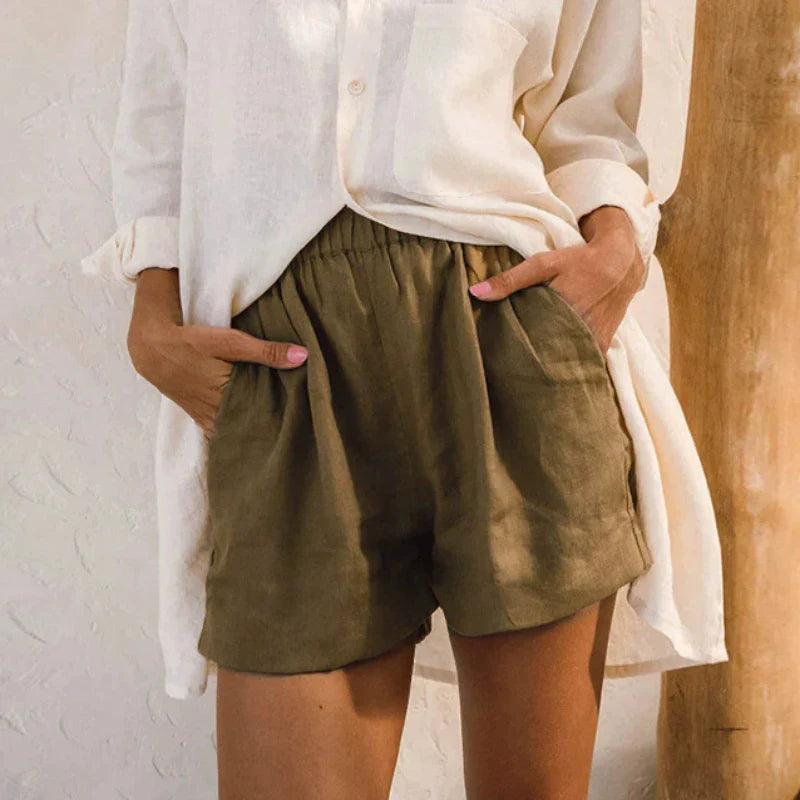 Anna-Berg | Relaxed Fit Drawstring Linen Shorts