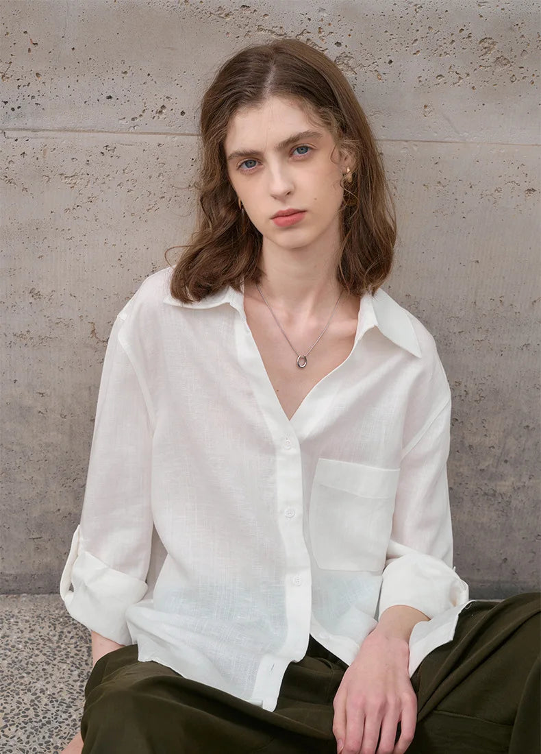 Anna-Berg | White Relaxed Fit Linen Shirt