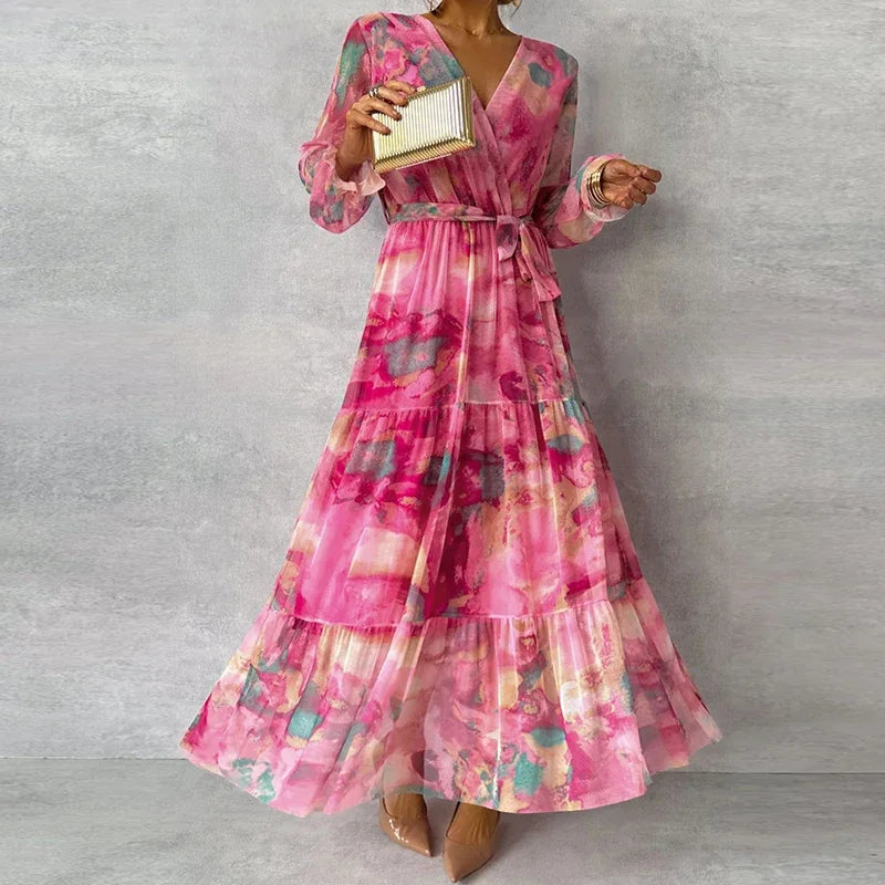 Anna-Berg | Elegant Floral Dress with Graceful Drape